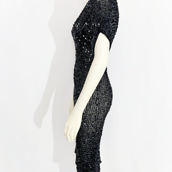 Vintage Y2K Black Crochet Knit Dress with Sequins / size Small - Picture 10 of 10